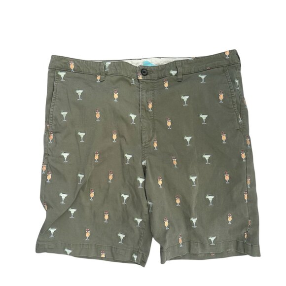 TOMMY BAHAMA Men's Olive Green Cocktail Print Embroidered Shorts Size 38 - Picture 8 of 8